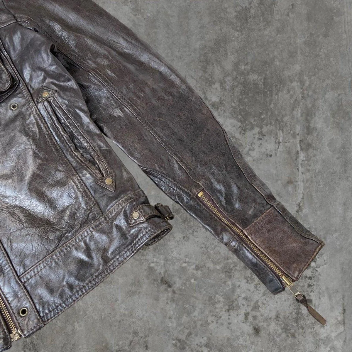 90'S BROWN LEATHER JACKET - M