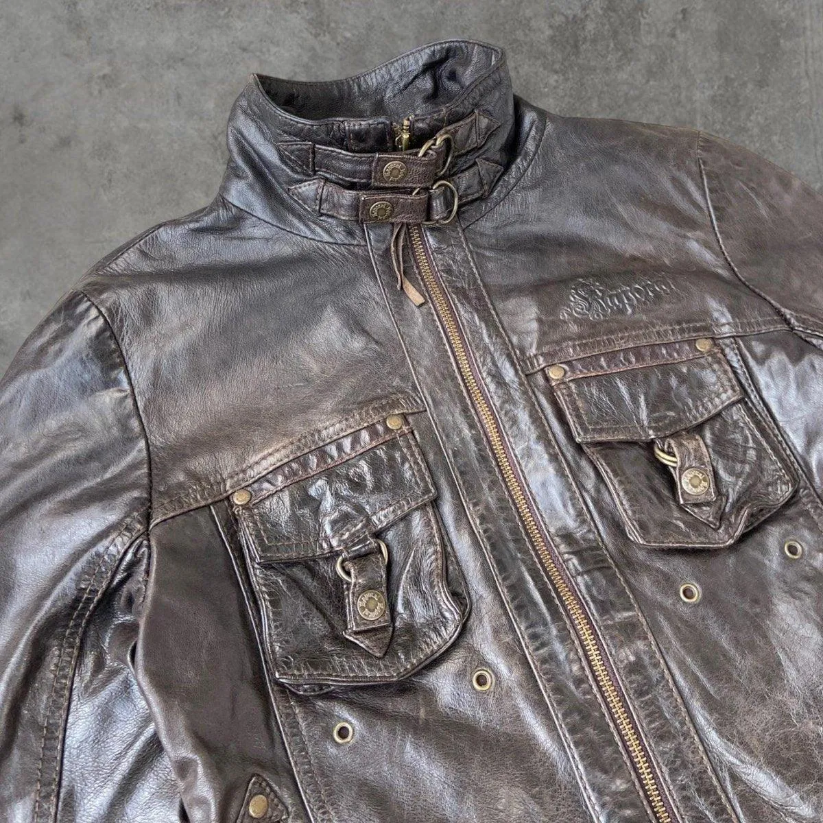 90'S BROWN LEATHER JACKET - M