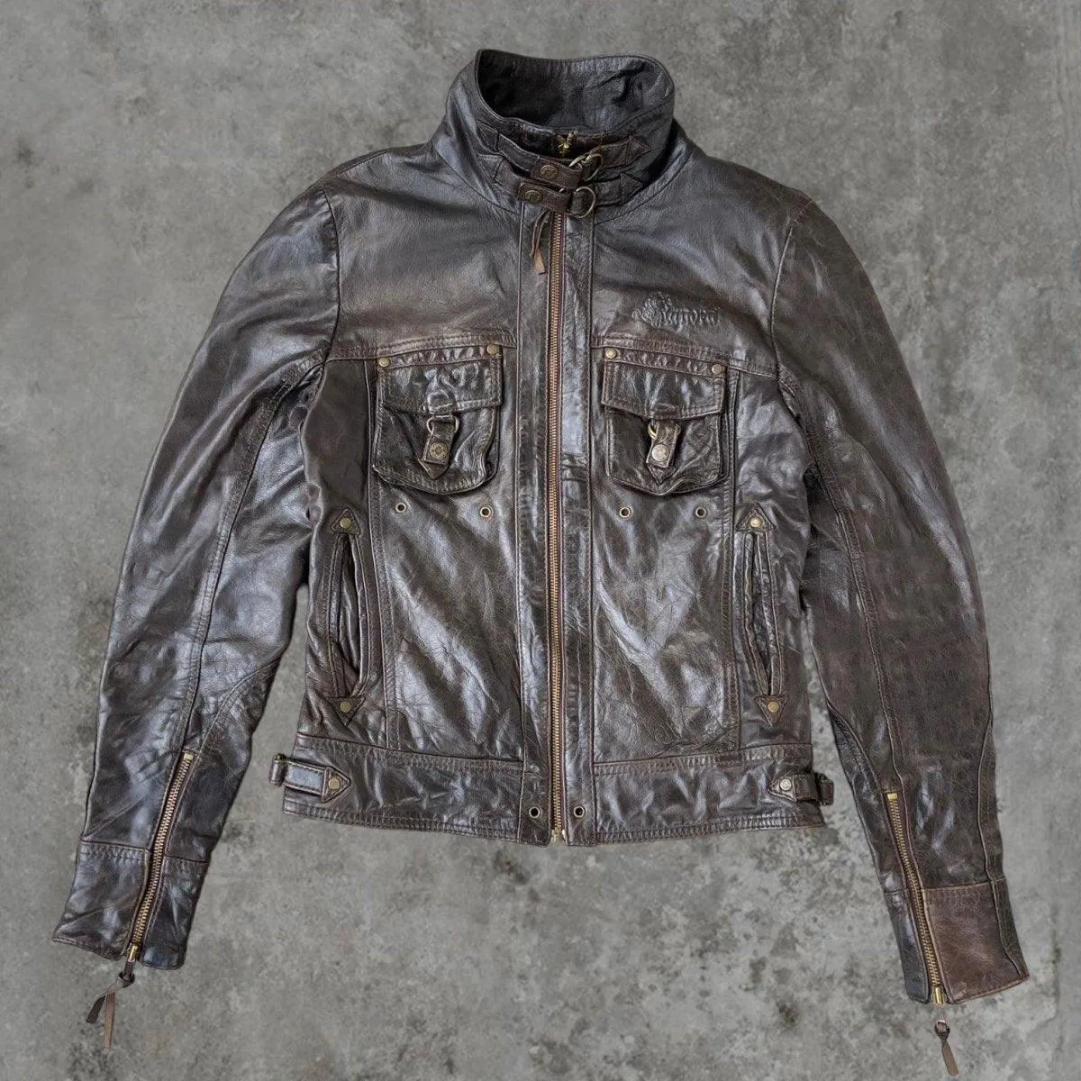 90'S BROWN LEATHER JACKET - M