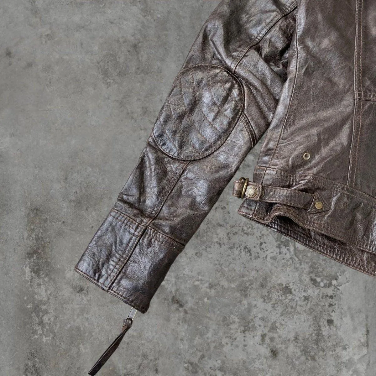 90'S BROWN LEATHER JACKET - M