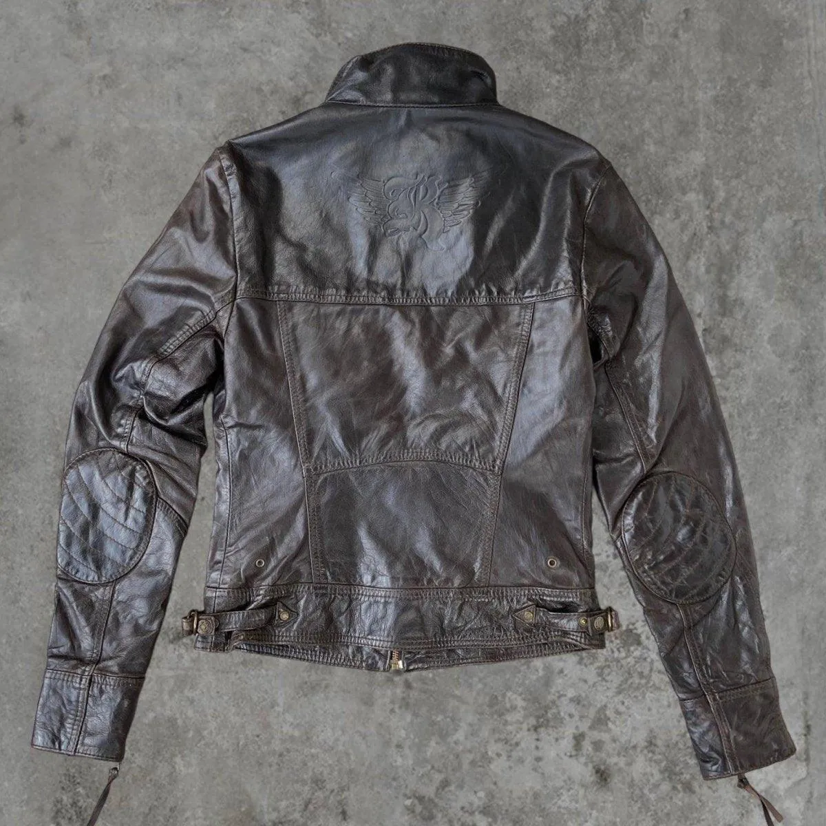 90'S BROWN LEATHER JACKET - M