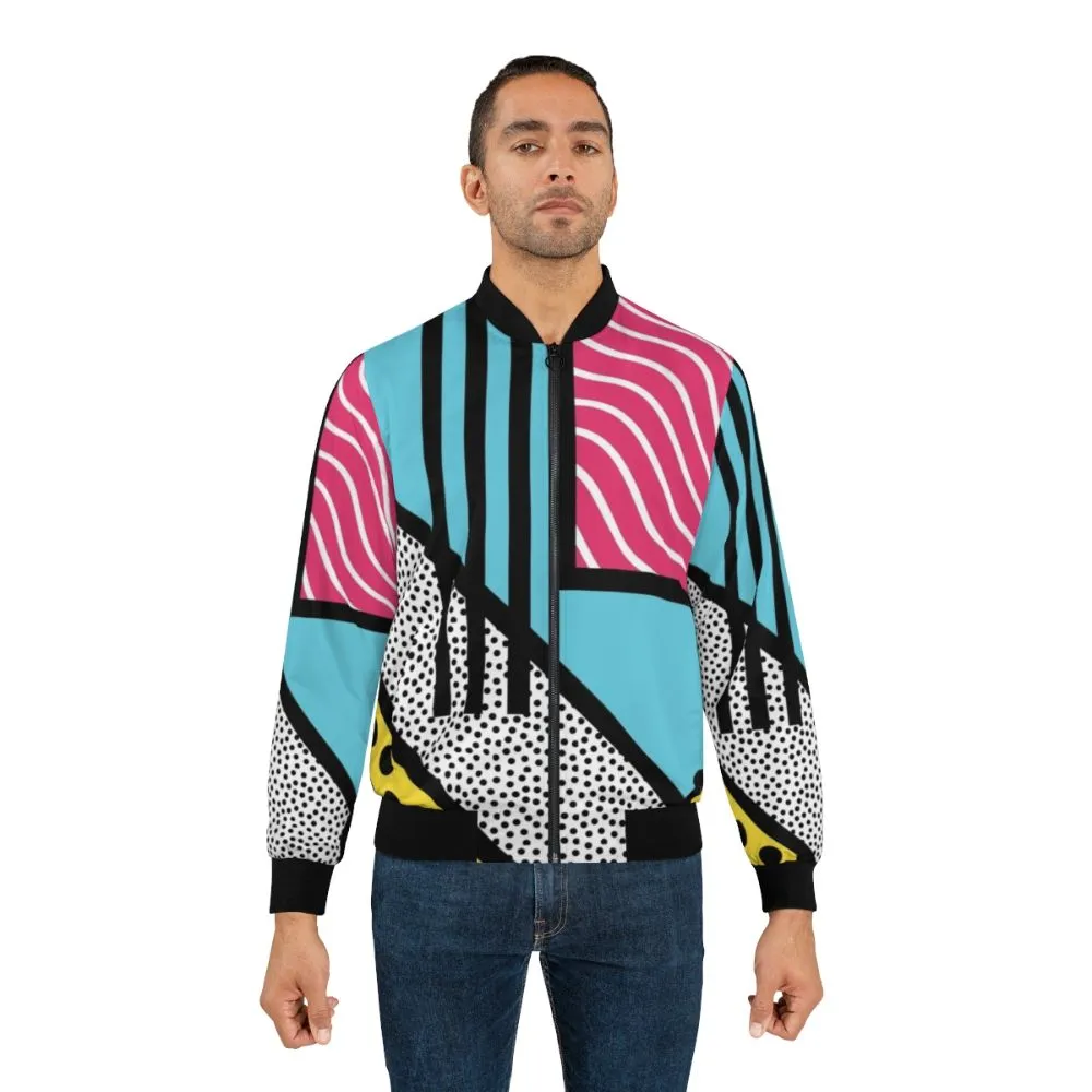 Abstract 80s Memphis Pop Art Graphics Bomber Jacket