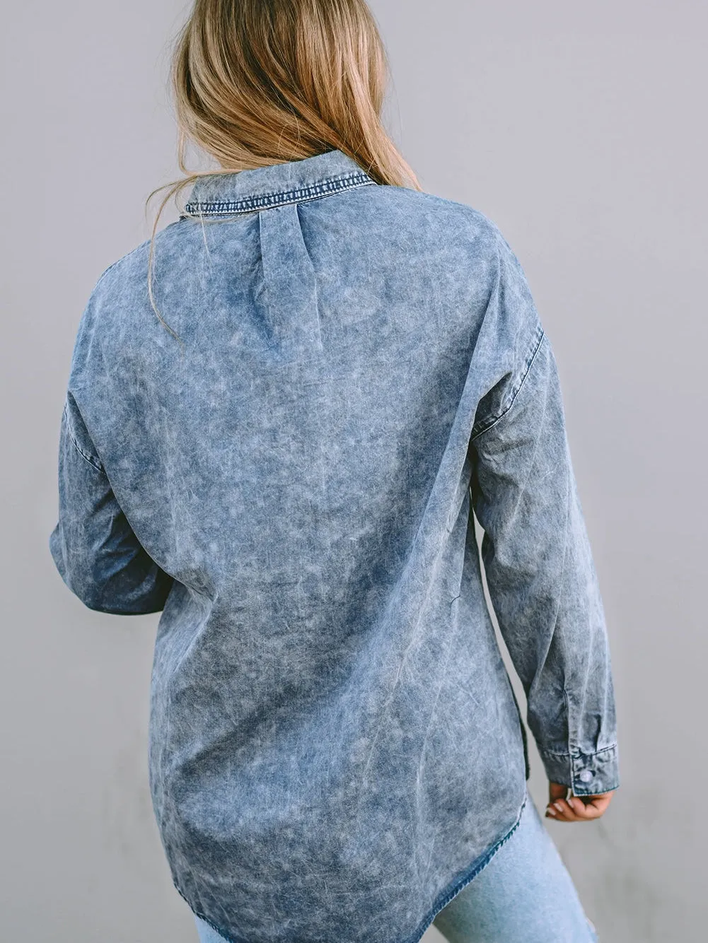 Acid Wash Denim Shirt Jacket