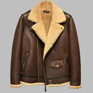 B3 Shearling Leather Flying Jacket - Men’s Fur Pilots Coat