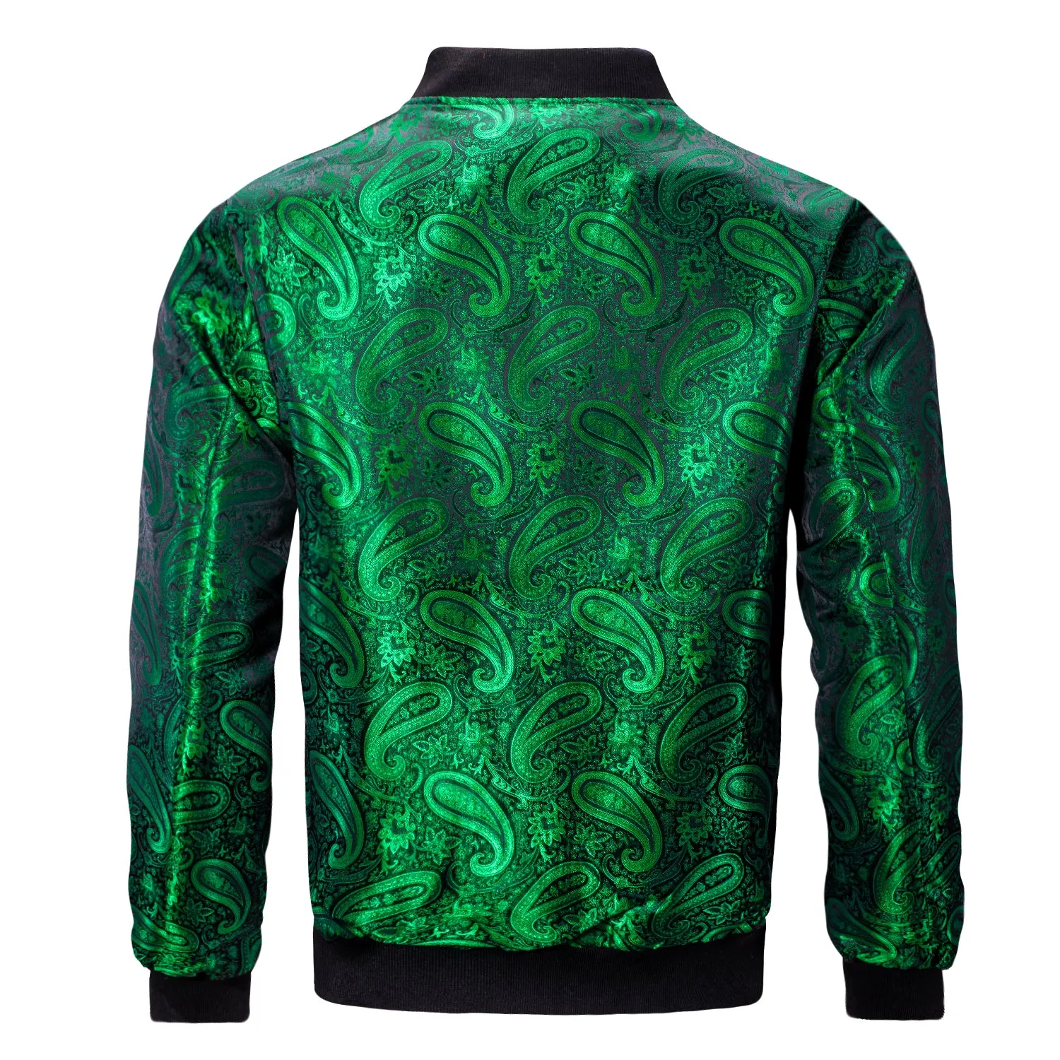 Black Green Paisley Men's Zipper Thin Jacket