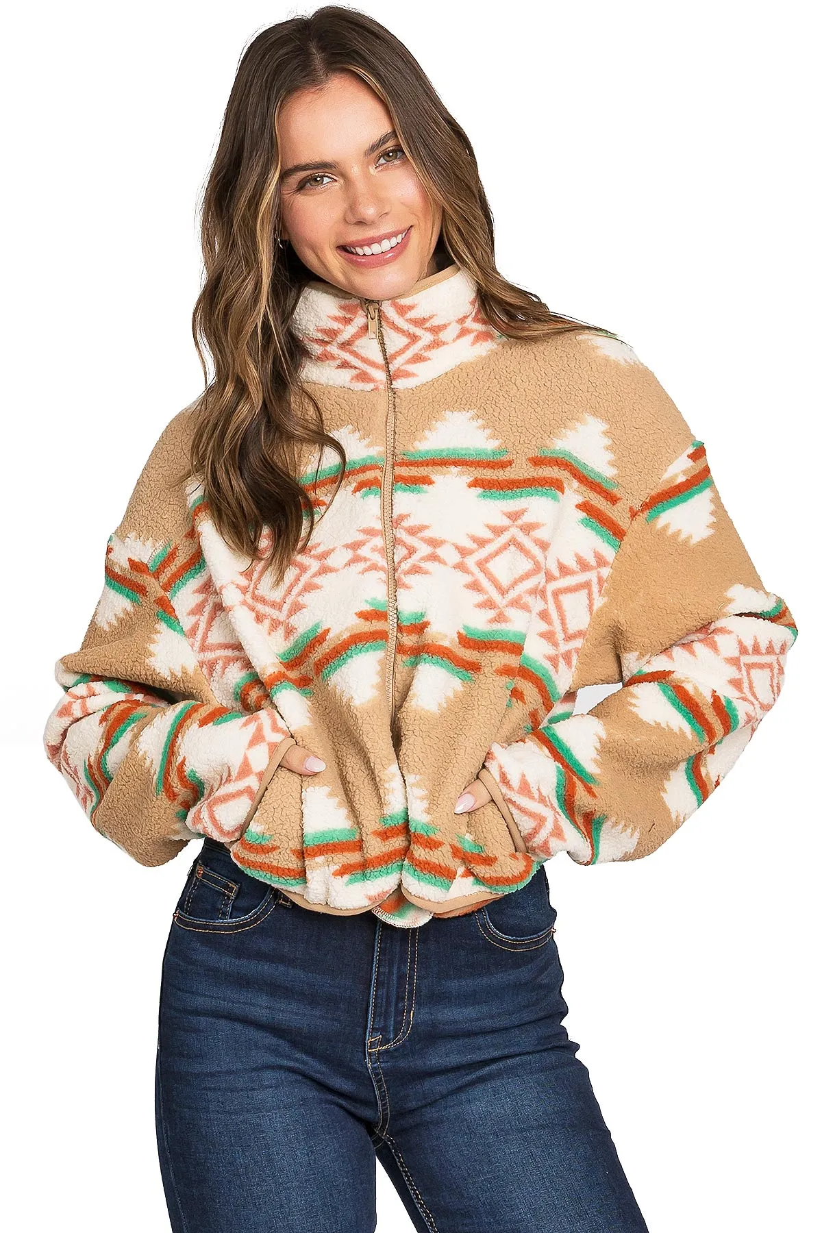 Boho Crop Teddy Jacket