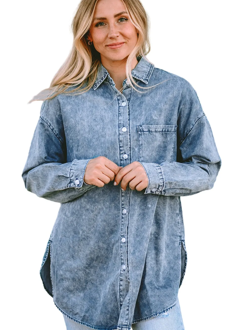 Boho Denim Shirt Jacket