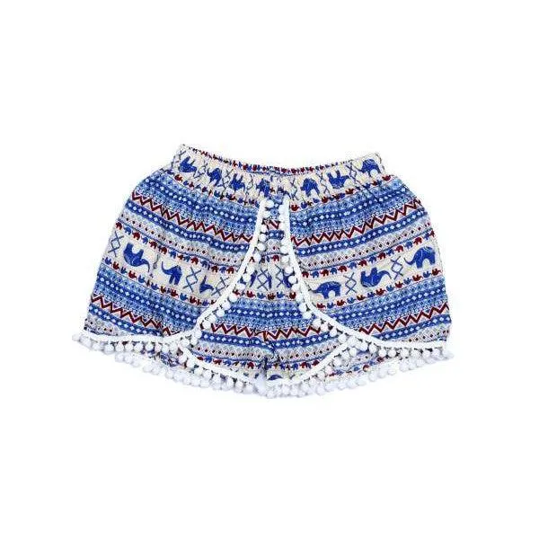 BUNDLE: 5 & 6 Piece Pompom Boho Drawstring Shorts Small