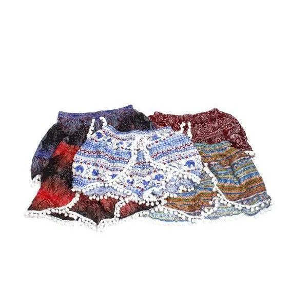 BUNDLE: 5 & 6 Piece Pompom Boho Drawstring Shorts Small