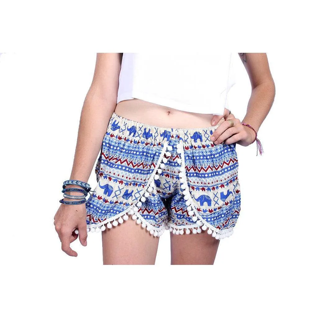 BUNDLE: 5 & 6 Piece Pompom Boho Drawstring Shorts Small