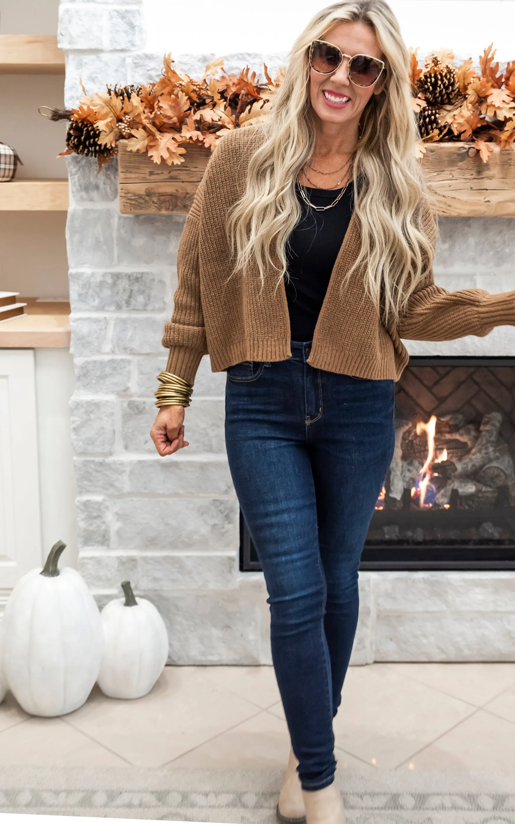 By The Fireplace Drop Shoulder Sweater Cardigan - Final Sale