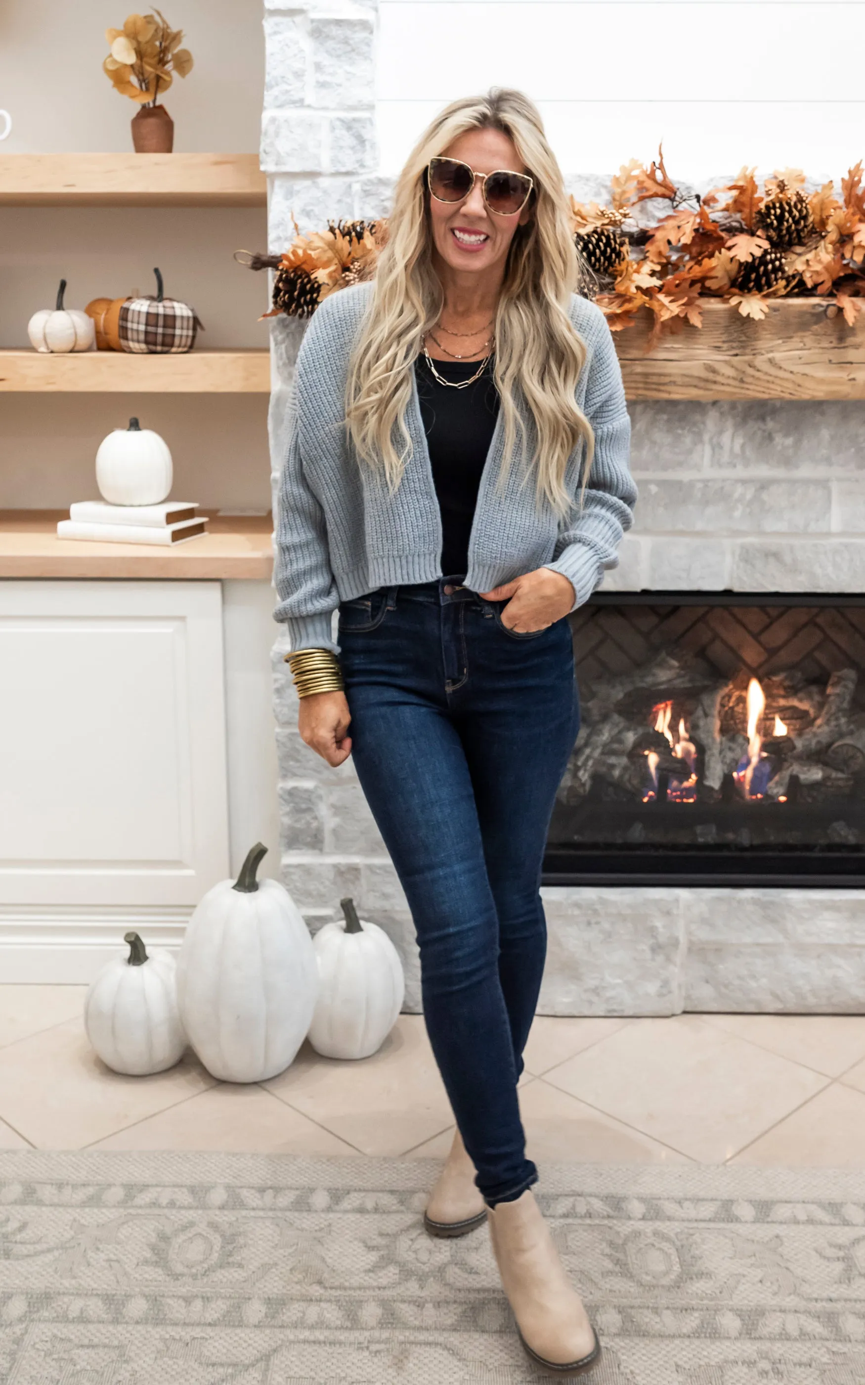 By The Fireplace Drop Shoulder Sweater Cardigan - Final Sale