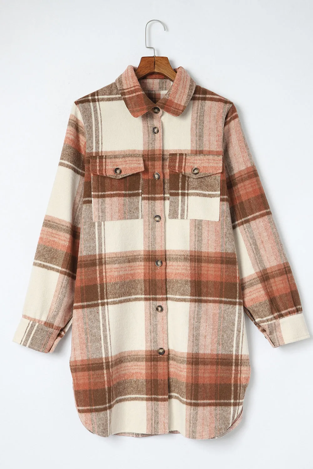 Casual Loose Fit Plaid Shirt Coat