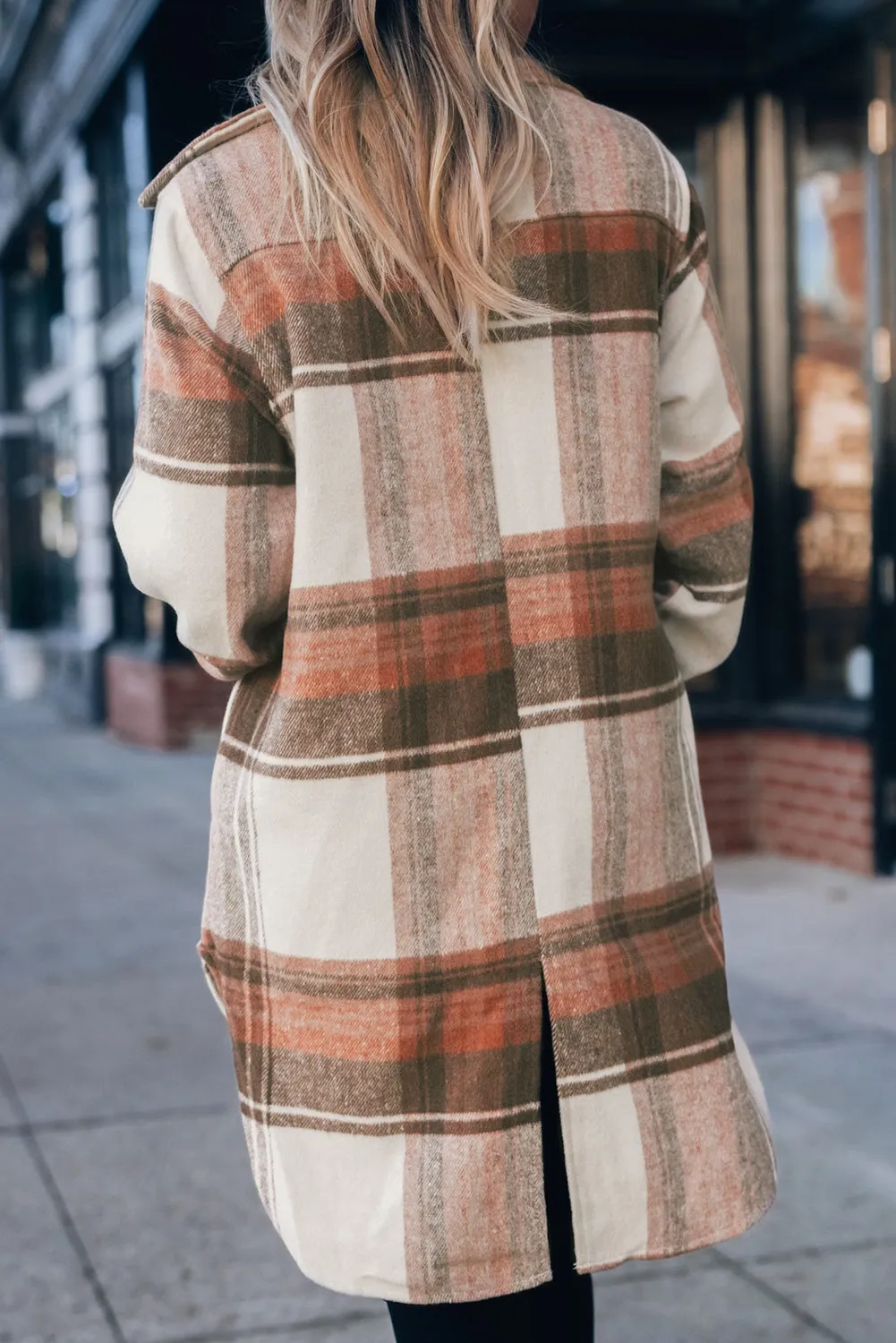 Casual Loose Fit Plaid Shirt Coat