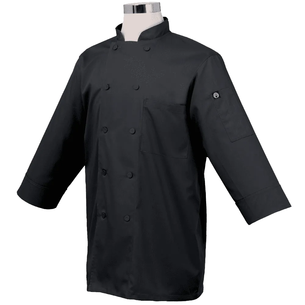 Chef Works JLCL BLK M Basic 3 4 Sleeve Chef Coat