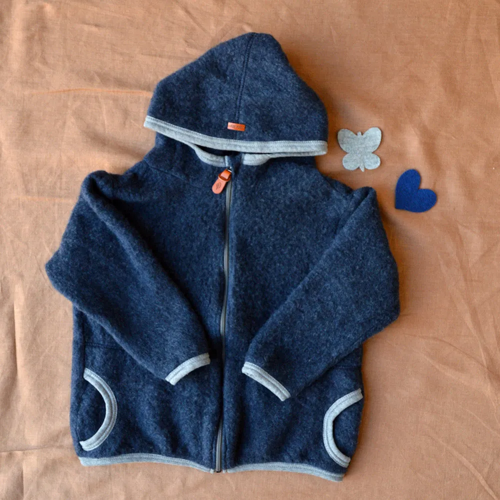 Child's Jacket - 100% Organic Wool Fleece - Dark Navy Blue (6-7y) *PRE-LOVED