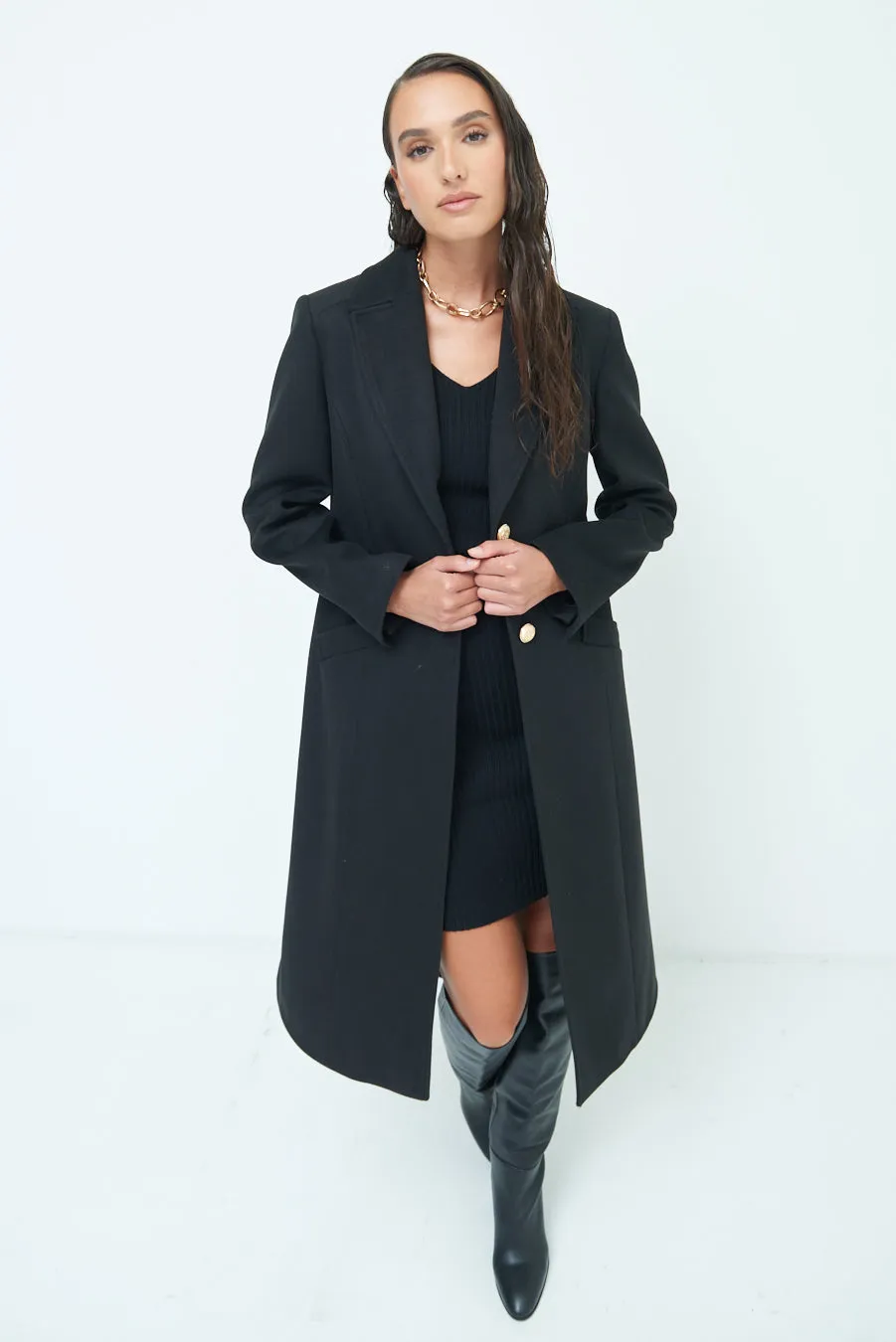 Classic single-breasted long coat wholesale