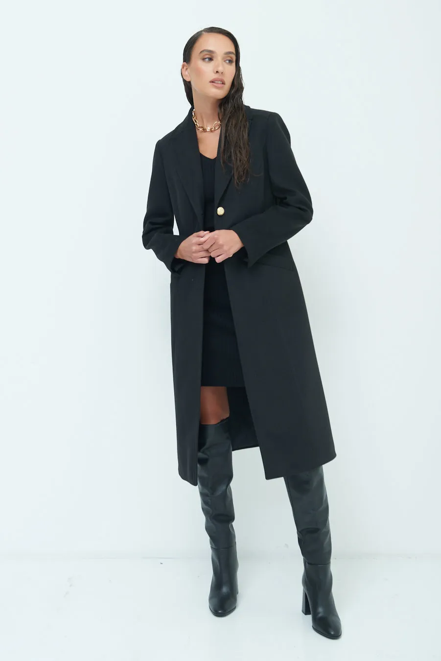 Classic single-breasted long coat wholesale