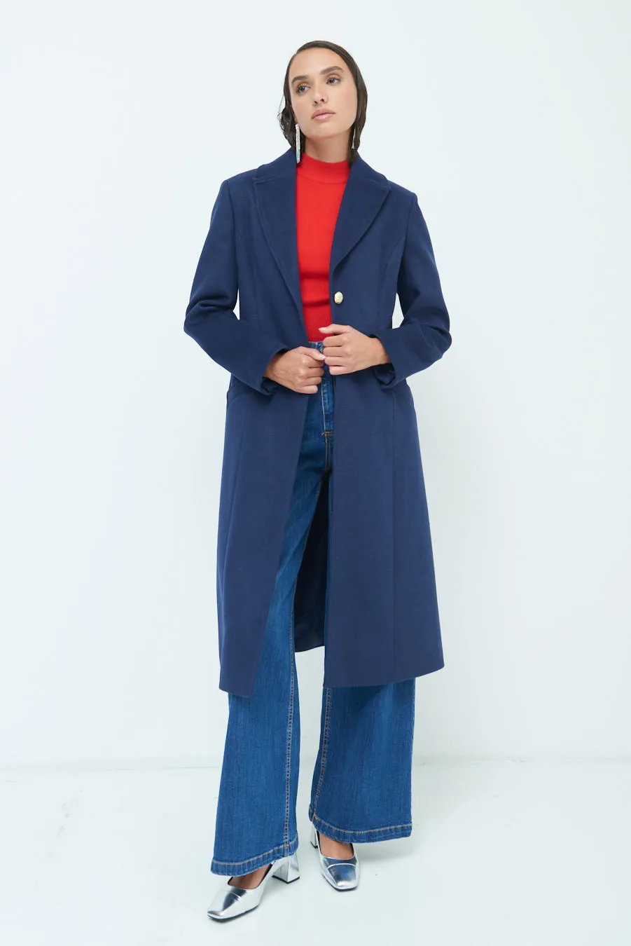 Classic single-breasted long coat wholesale