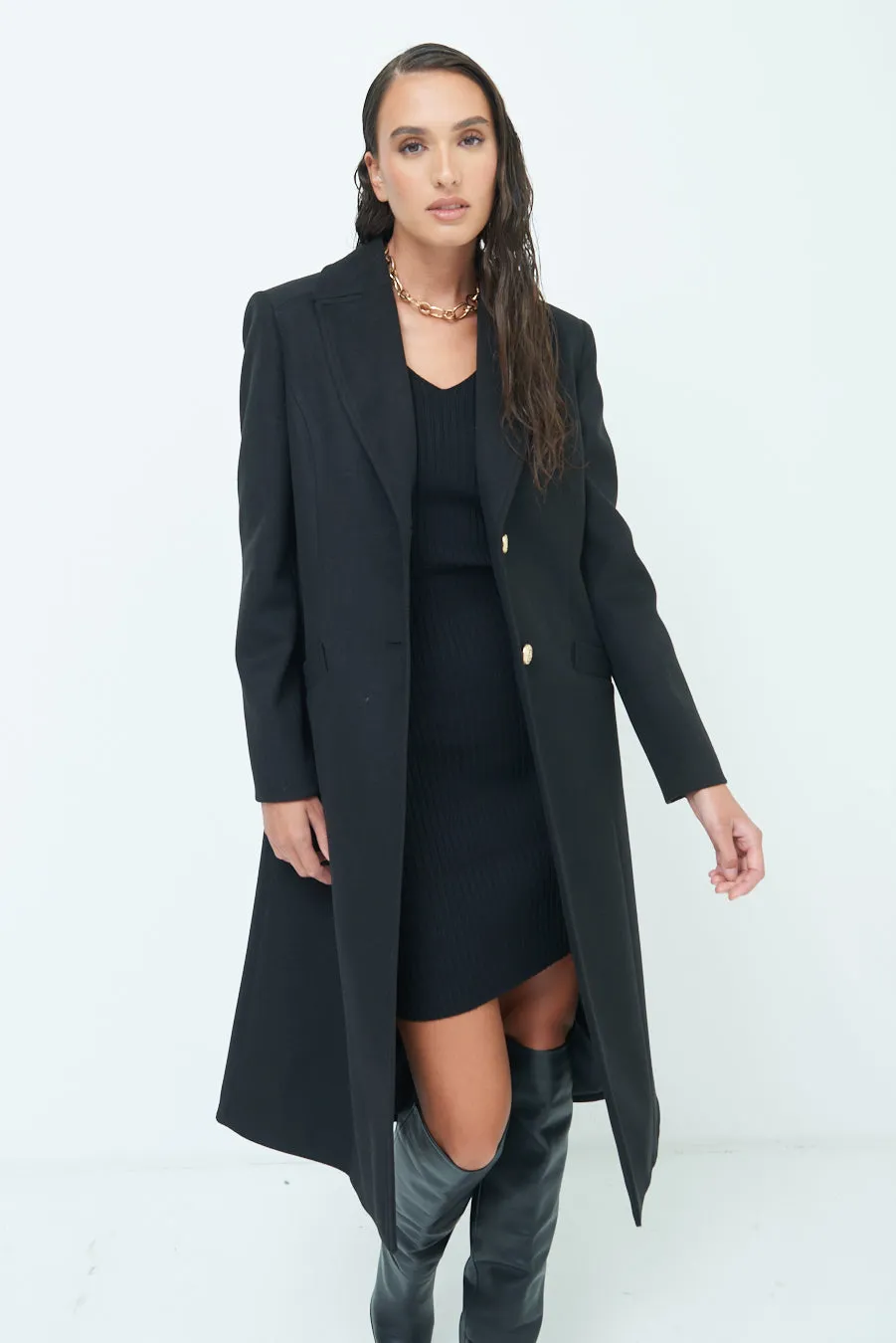 Classic single-breasted long coat wholesale