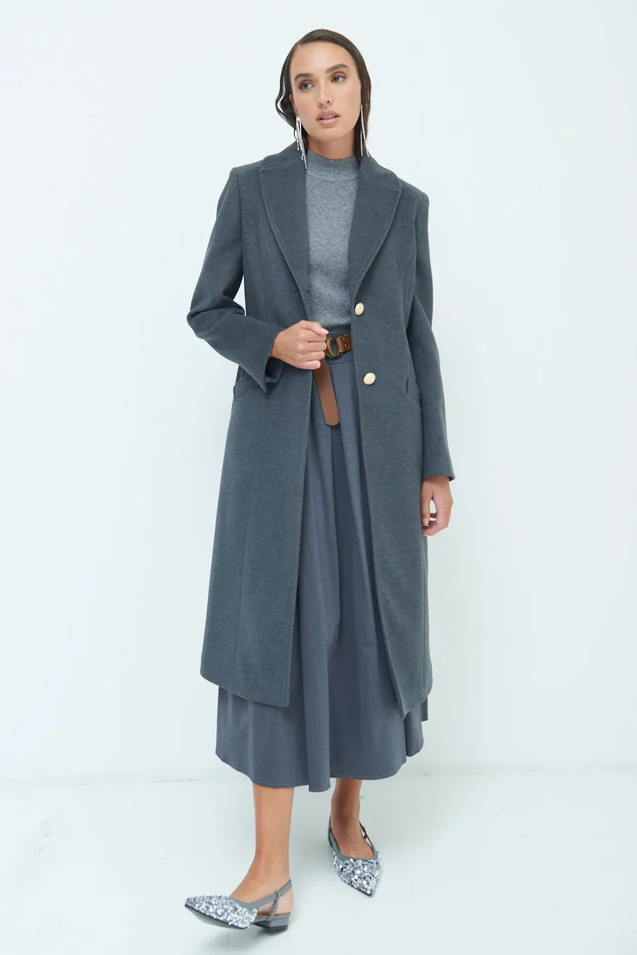 Classic single-breasted long coat wholesale