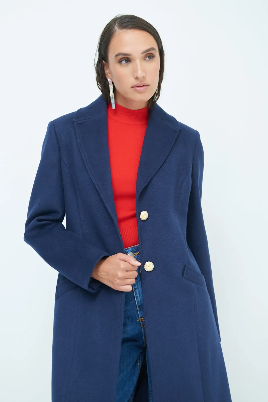 Classic single-breasted long coat wholesale