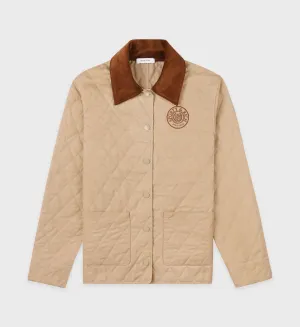 Connecticut Crest Quilted Jacket - Beige/Tan