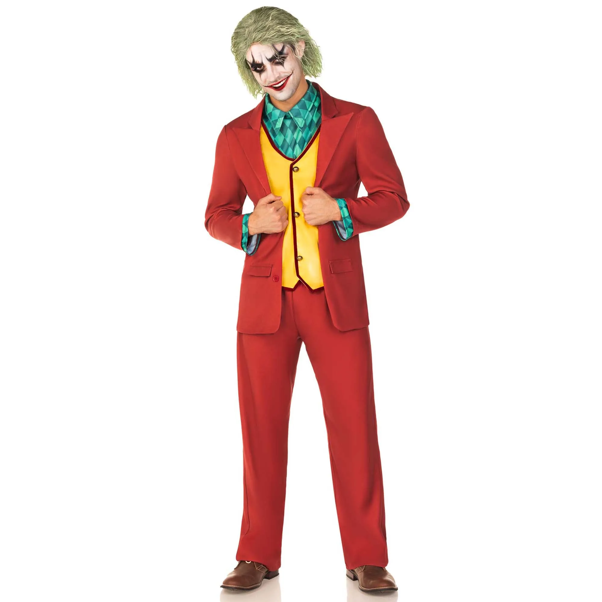 Deviant Clown Costume for Adults, Red Jacket and Pants