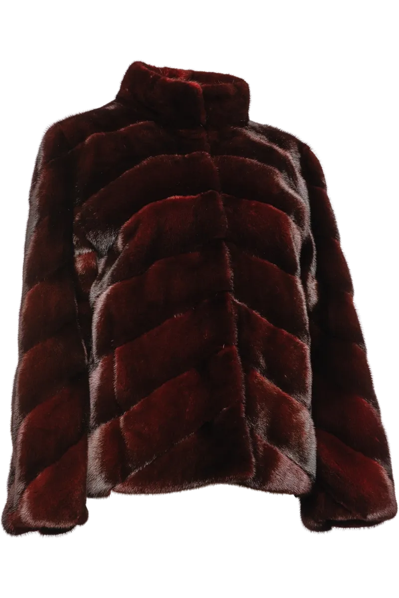 Directional Red Jewel Mink Fur Jacket