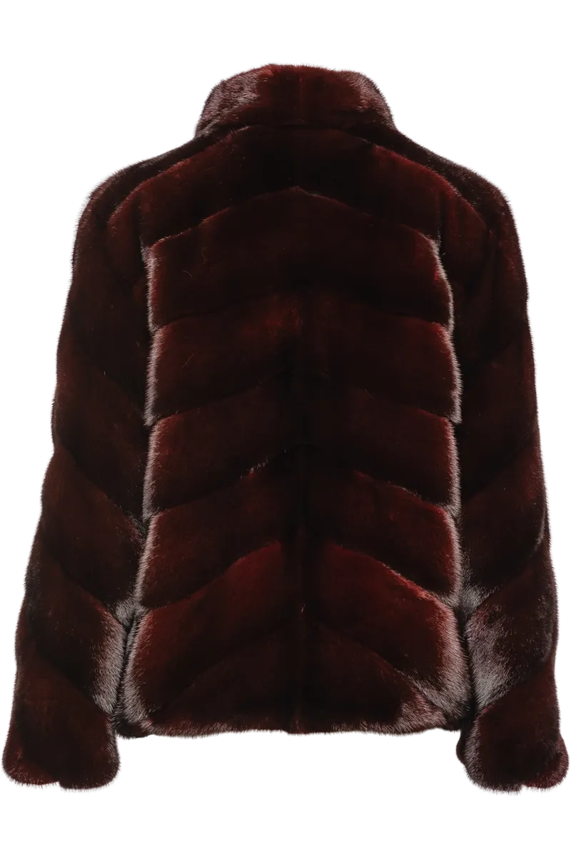 Directional Red Jewel Mink Fur Jacket