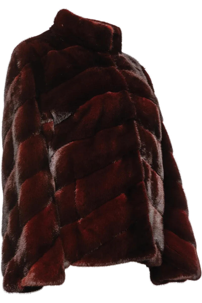 Directional Red Jewel Mink Fur Jacket