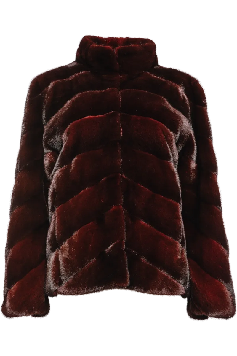 Directional Red Jewel Mink Fur Jacket