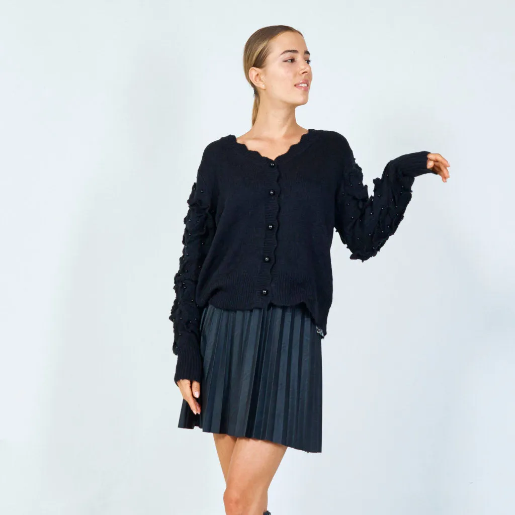 Elegant pearl button cardigan wholesale