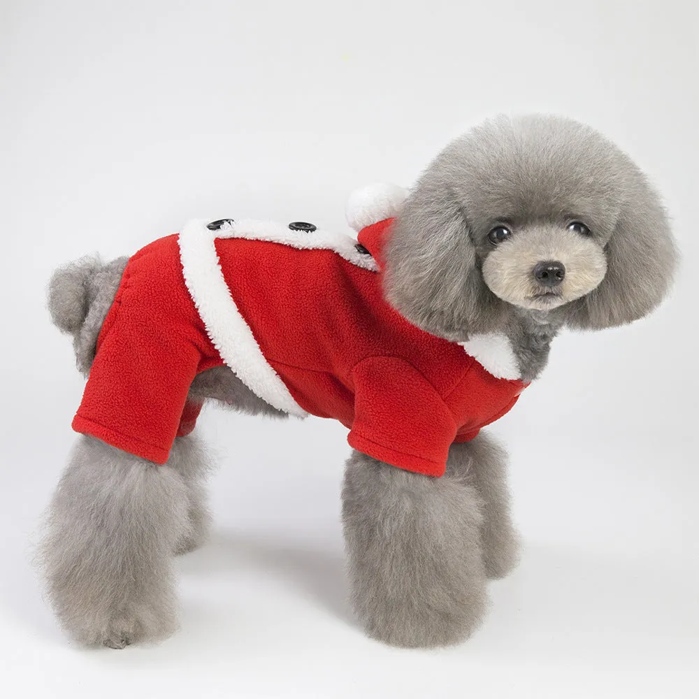 Enchanting Holiday Cloak for Pets – Cozy Christmas Red Shawl with Festive Pompoms and Reindeer Antlers