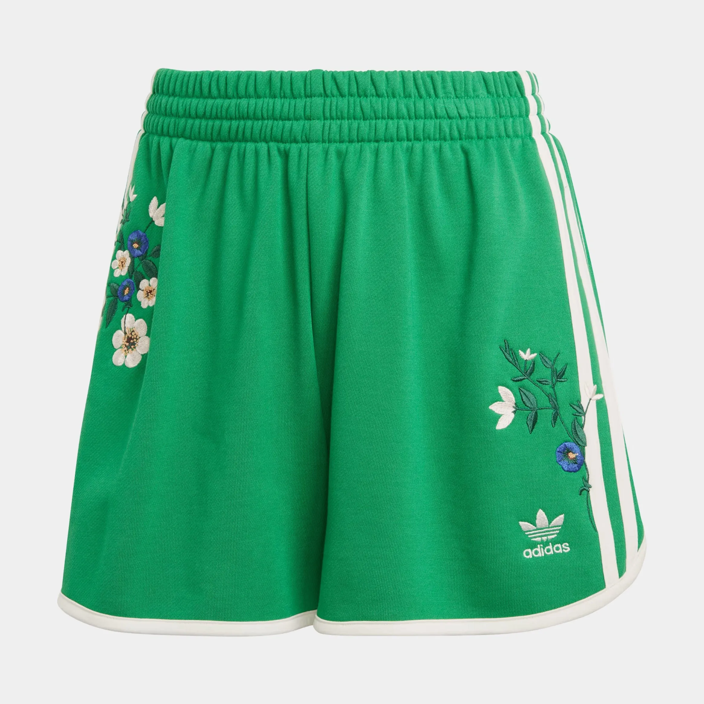 Floral Graphic Womens Shorts (Green/White)