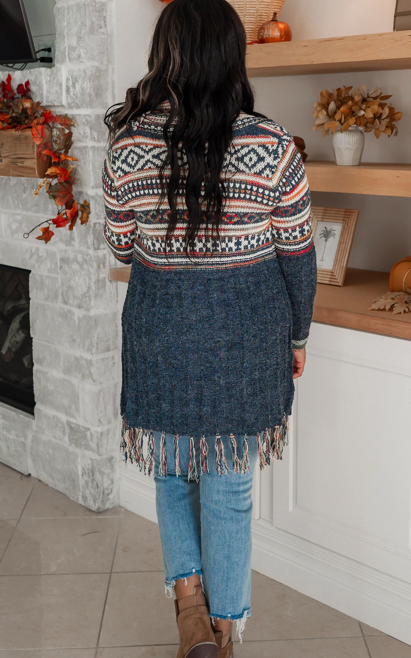 Fringe Hem Tribal Sweater Cardigan - Final Sale