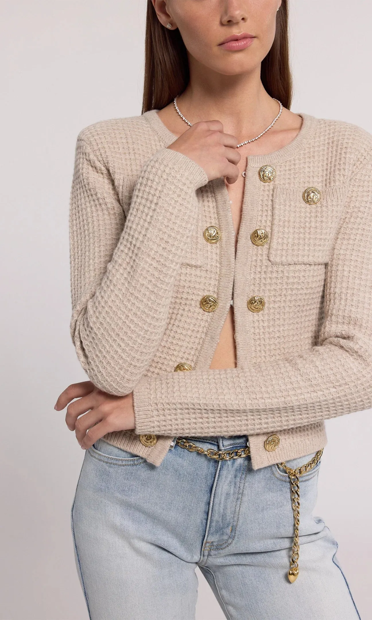 Generation Love Cypress Knit Cardigan Heather Oatmeal