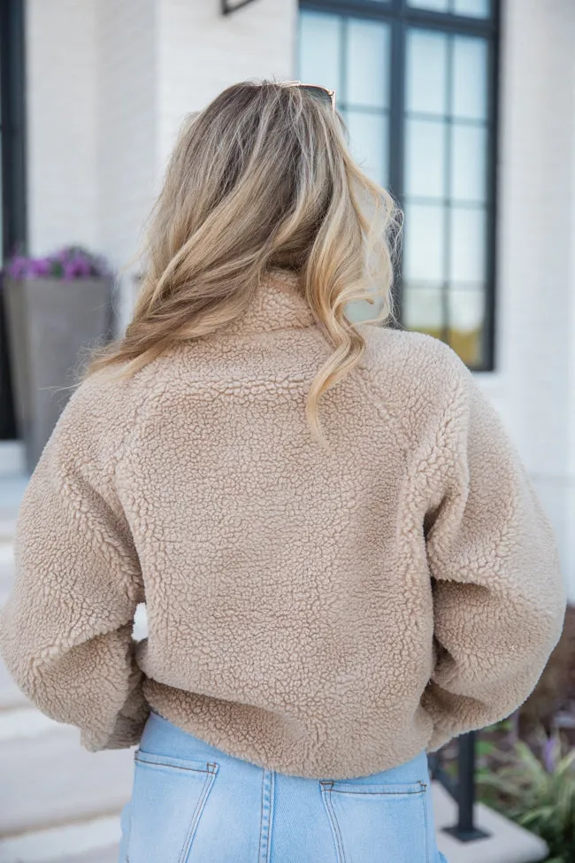 Headed To The Slopes Beige Sherpa Pullover