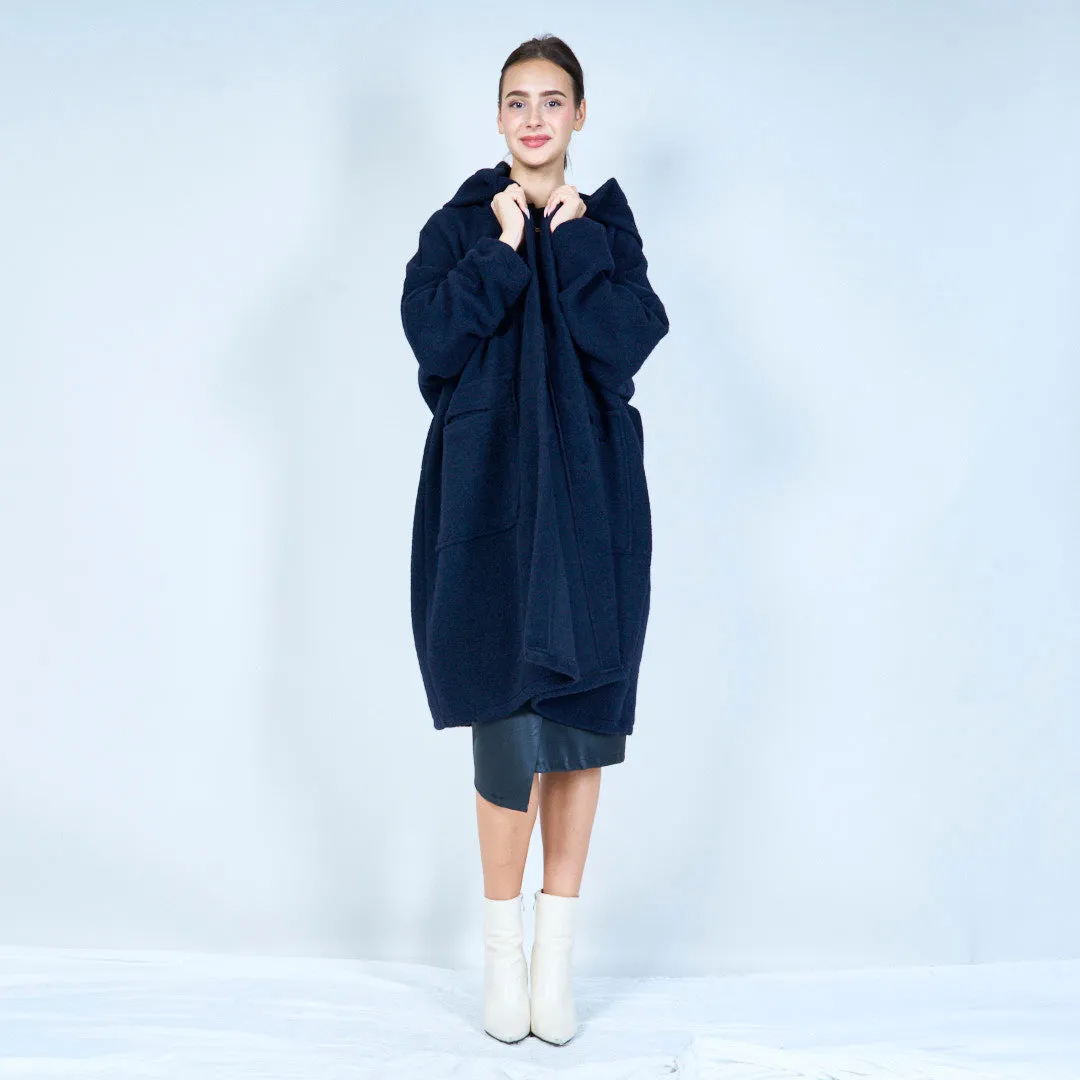 Hooded button-front long knit coat wholesale