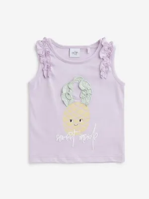 HOP Kids Light Lilac Pineapple Design Top