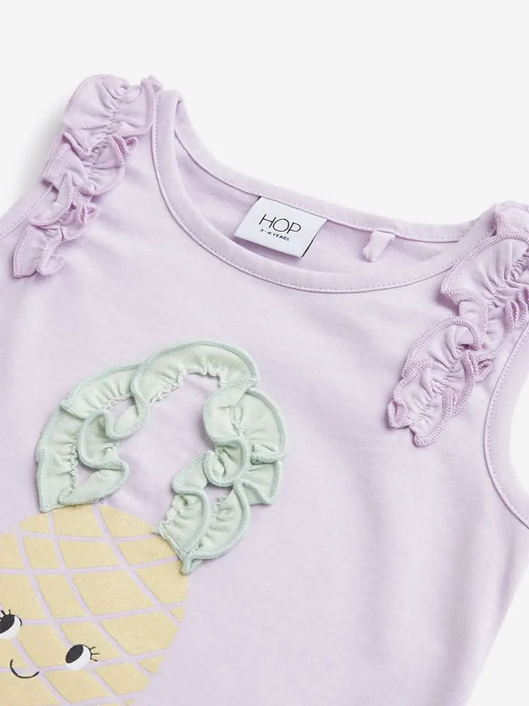 HOP Kids Light Lilac Pineapple Design Top