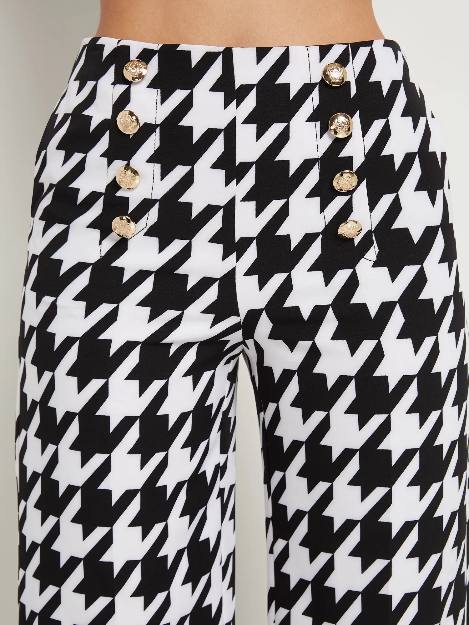 Houndstooth High-Waisted Wide-Leg Pant