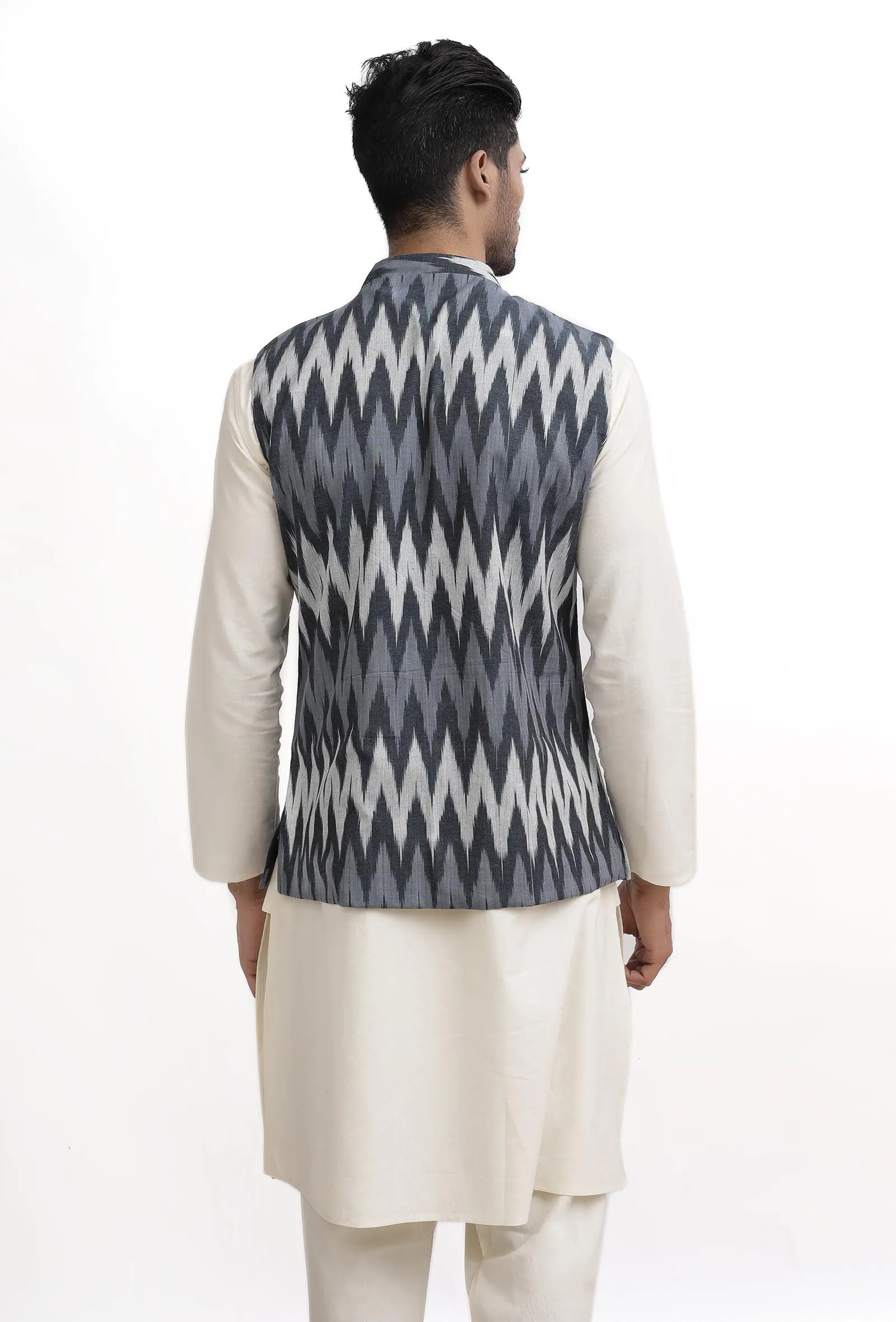 Indigo Blue Ikat Nehru Jacket