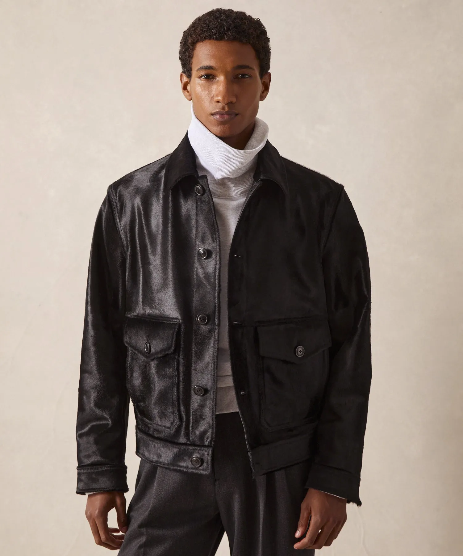 Italian Calf Hair Jacket in Black