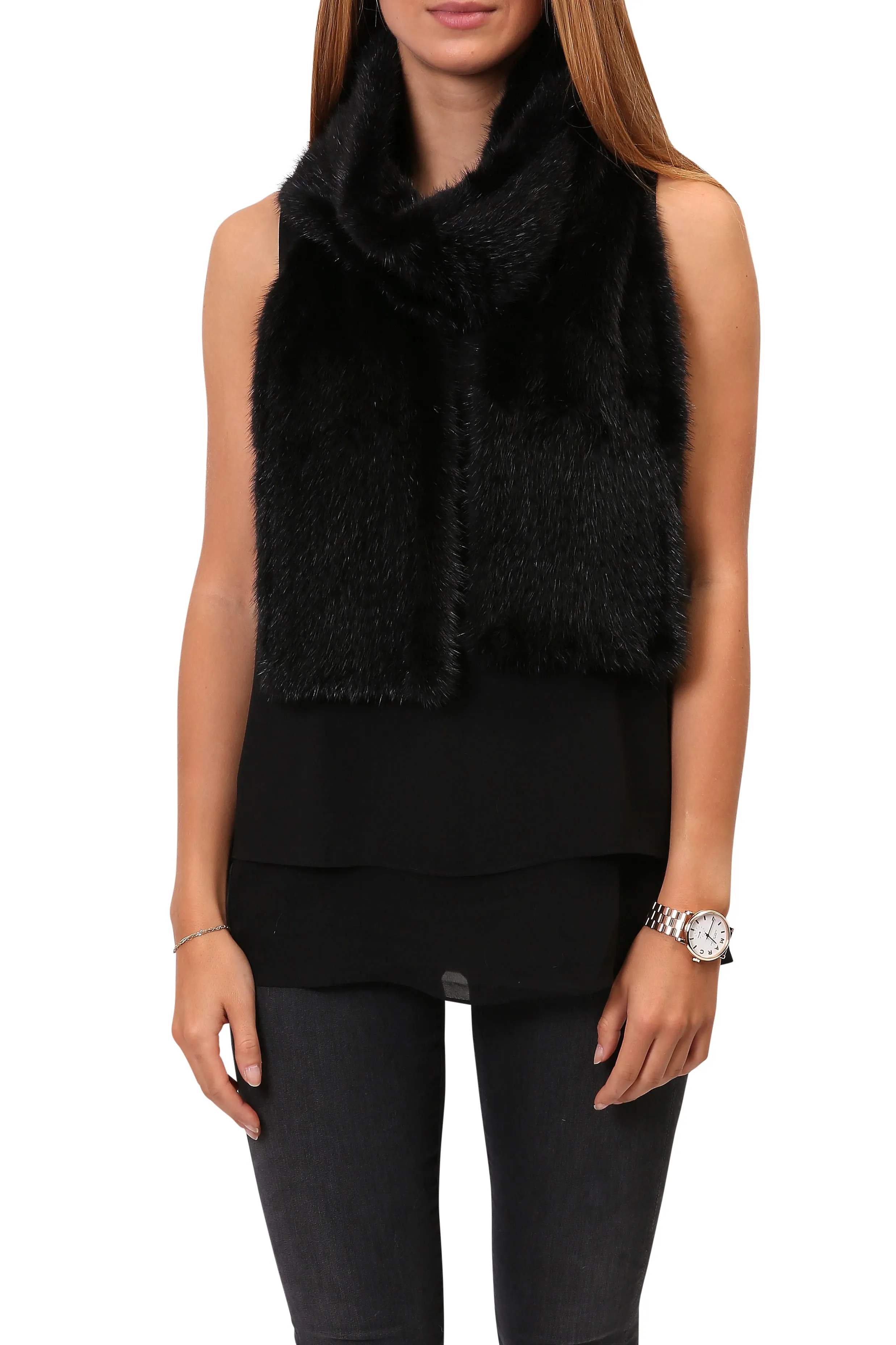 Jessimara Black Mink Stole Scarf