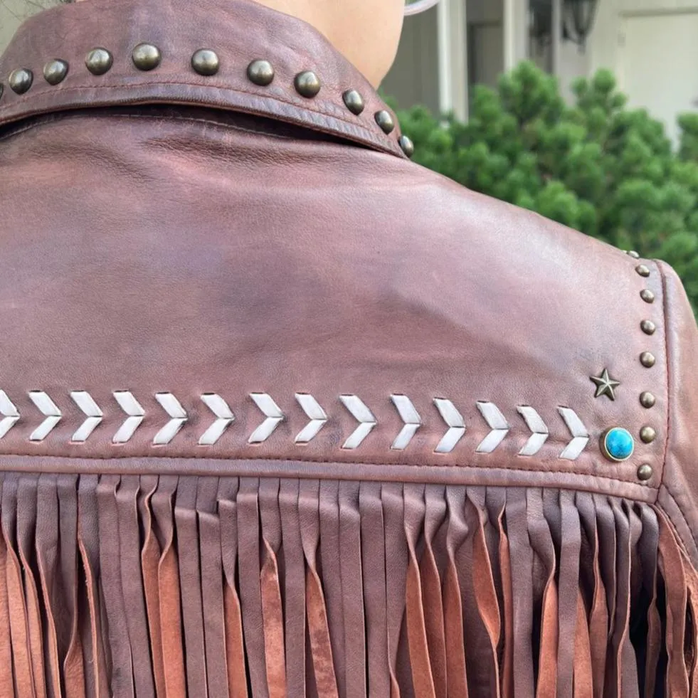 Leather Western Jacket with Fringe