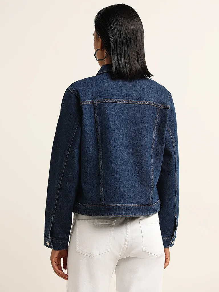 LOV Blue Solid Denim Jacket