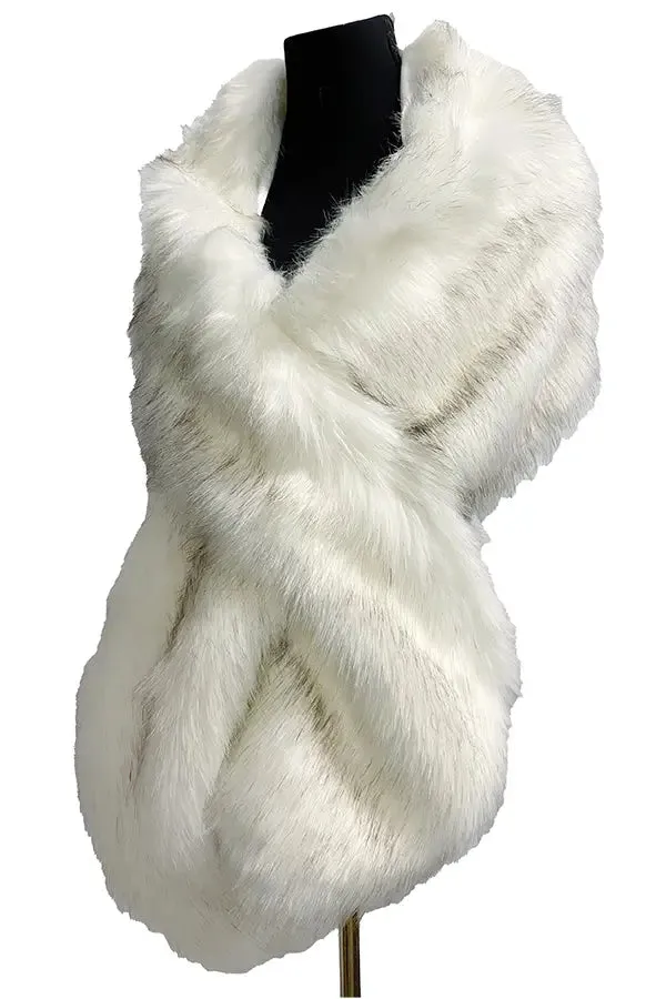 Luxury Faux Fur Satin Lined Stole Shawl Scarf