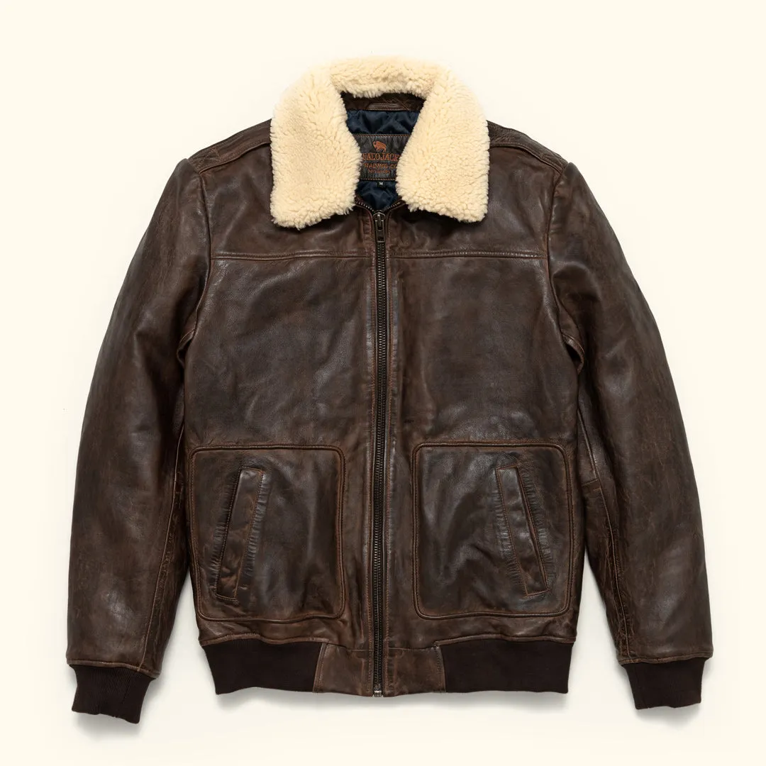 Maverick Leather Bomber Jacket | Distressed Brown