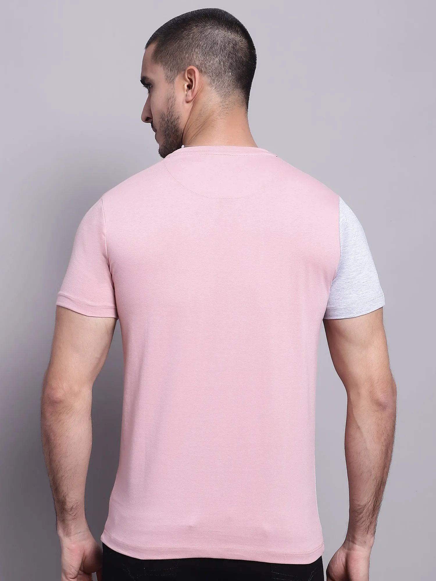 Men Casual Dusty Pink T-Shirt